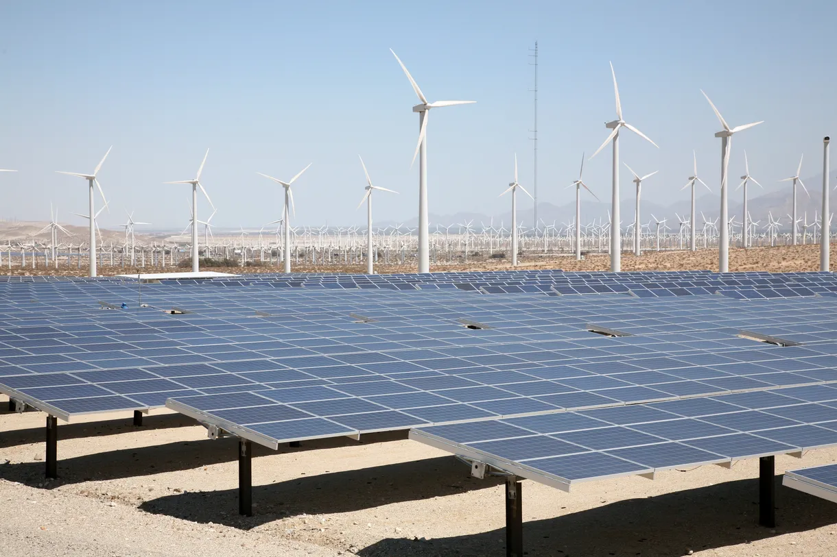 Solar Panels and windmills in California.