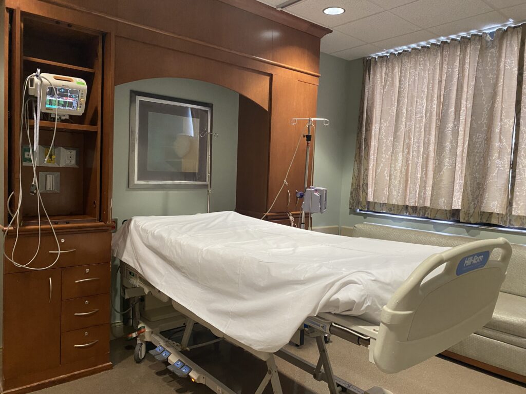 One of the step-down recovery rooms accessible to patients with the burn center. 
