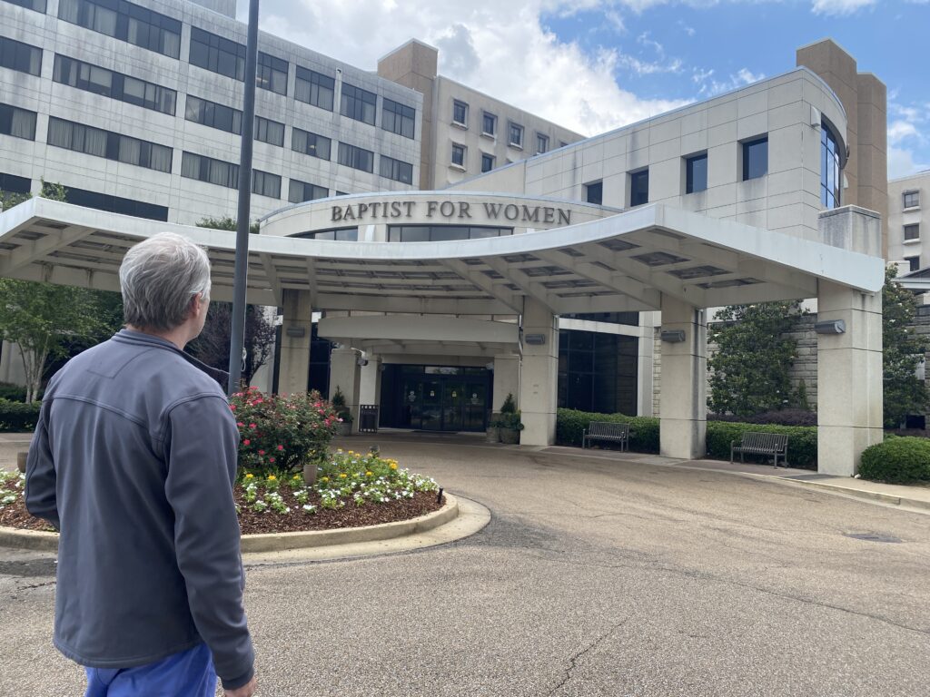 Dr. Derek Culnan at the entrance of Baptist for Women, which serves as the main entrance for the burn center.