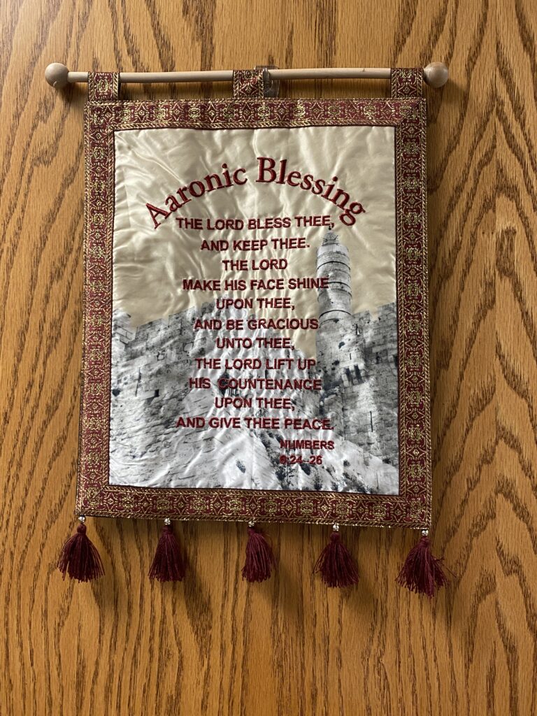 The Aaronic Blessing hanging in the clinic of the burn center. 