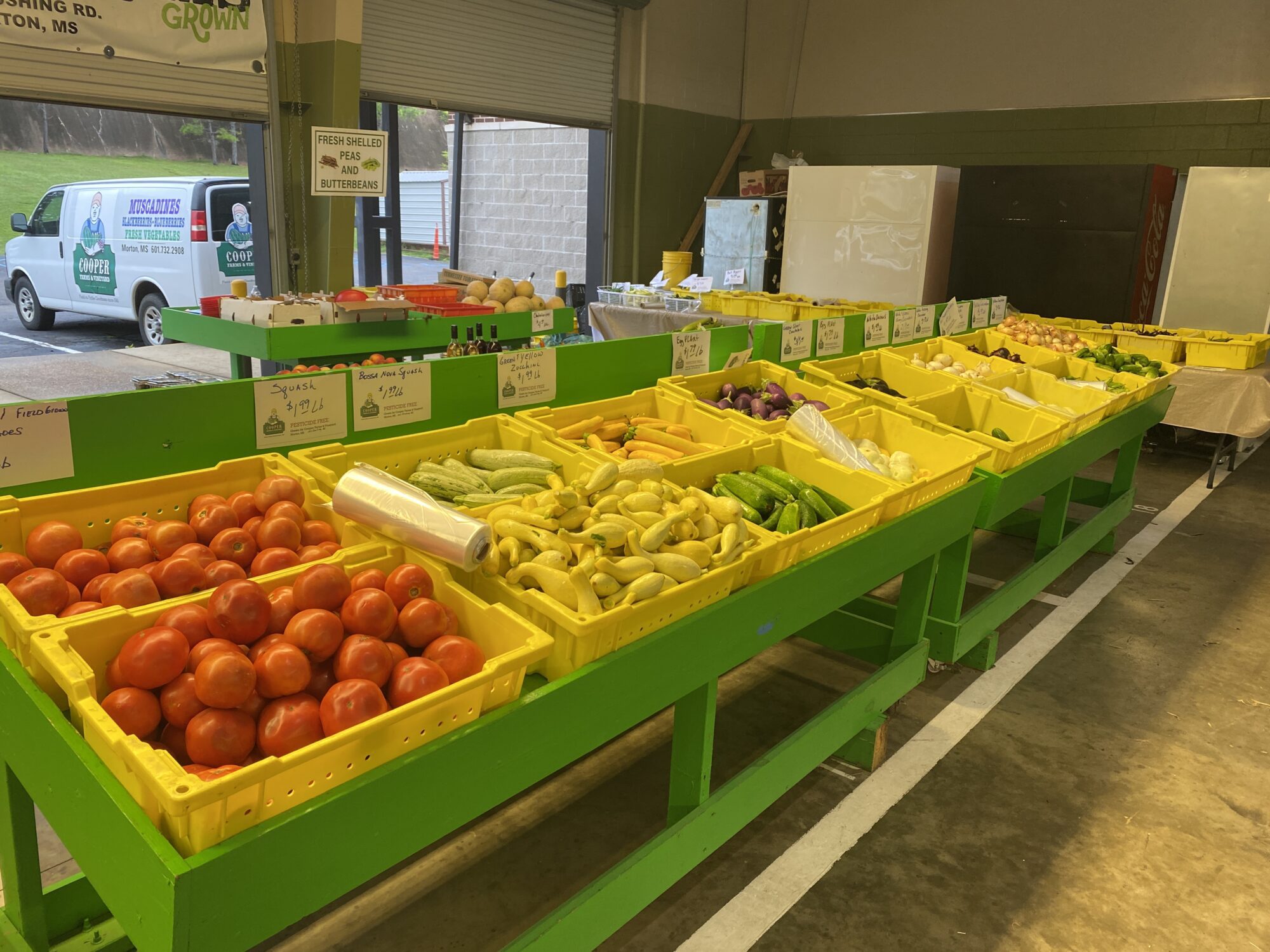 vegetables on display at the Mississippi Farmers Market